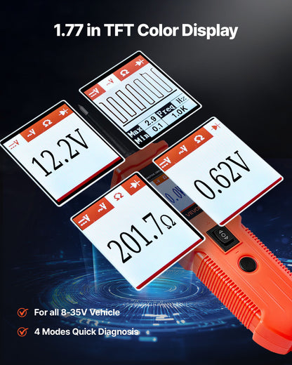 Automotive Circuit Tester, 8 - 35 DCV Power Circuit Probe Tester with TFT Color Display and Lighting, V952-DLXQCDLCSYKCO4QL7001V9