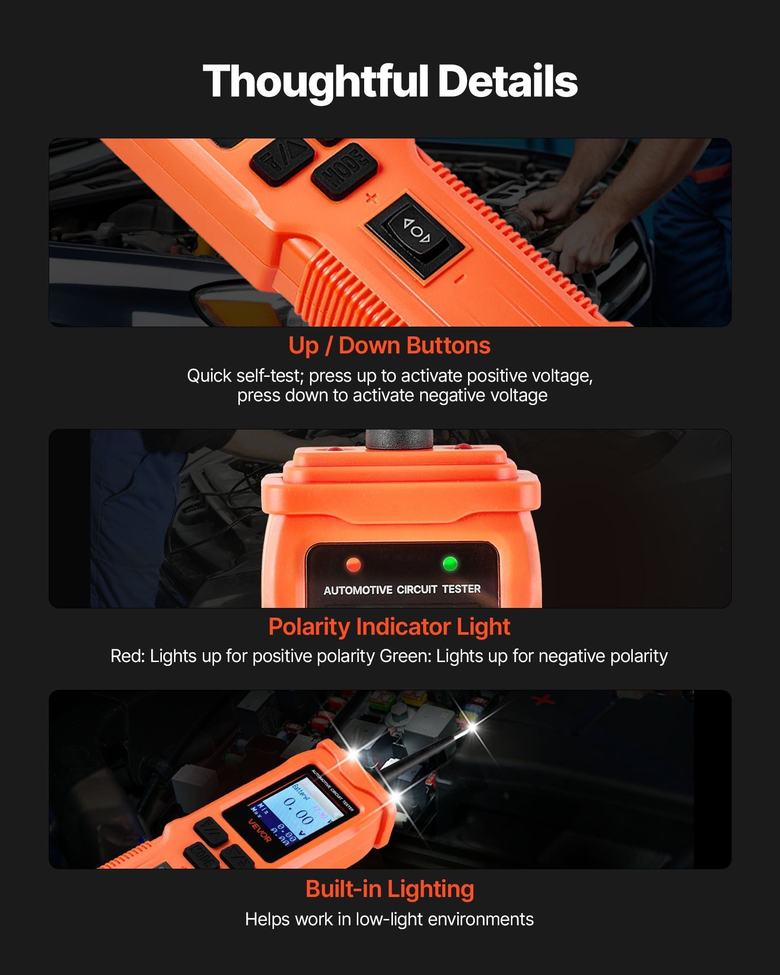 Automotive Circuit Tester, 8 - 35 DCV Power Circuit Probe Tester with TFT Color Display and Lighting, V952-DLXQCDLCSYKCU5I6M001V9