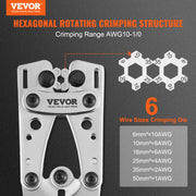 Battery Cable Lug Crimping Tool, 10-1/0AWG Aluminum Terminal Battery Lug Crimper, with 60PCS Aluminum Ring V952-DLYJQTLDL1010SBO2V0