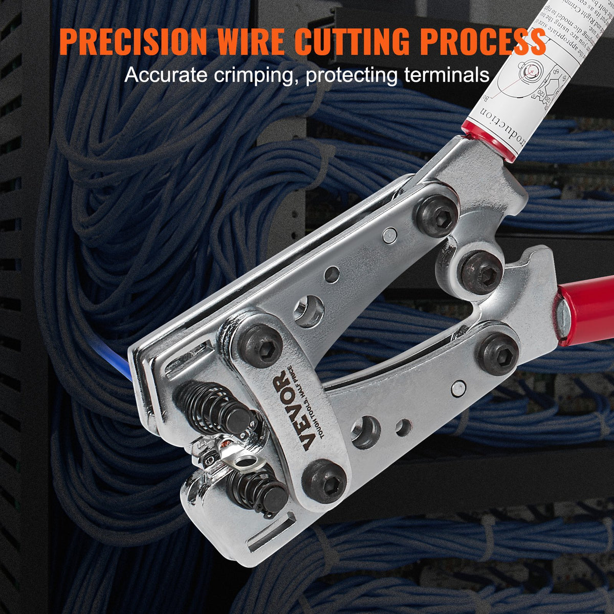Battery Cable Lug Crimping Tool, 10-1/0AWG Aluminum Terminal Battery Lug Crimper, with 60PCS Aluminum Ring V952-DLYJQTLDL1010SBO2V0