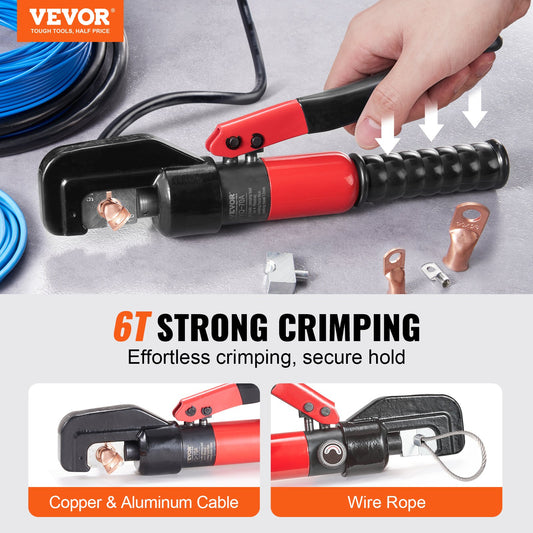 Hydraulic Crimping Tool with 9 Sets of Dies AWG12-2/0 Copper And Aluminum Terminal Battery Lug Crimper, with V952-DLYJQTLDLAWG16PK0V0