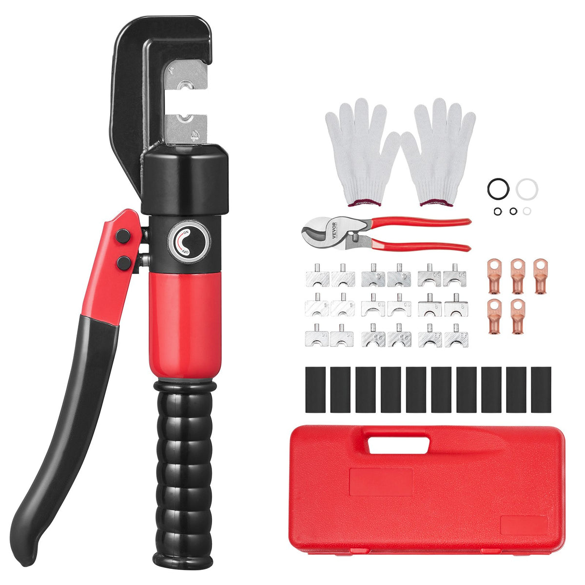 Hydraulic Crimping Tool with 9 Sets of Dies AWG12-2/0 Copper And Aluminum Terminal Battery Lug Crimper, with V952-DLYJQTLDLAWG16PK0V0