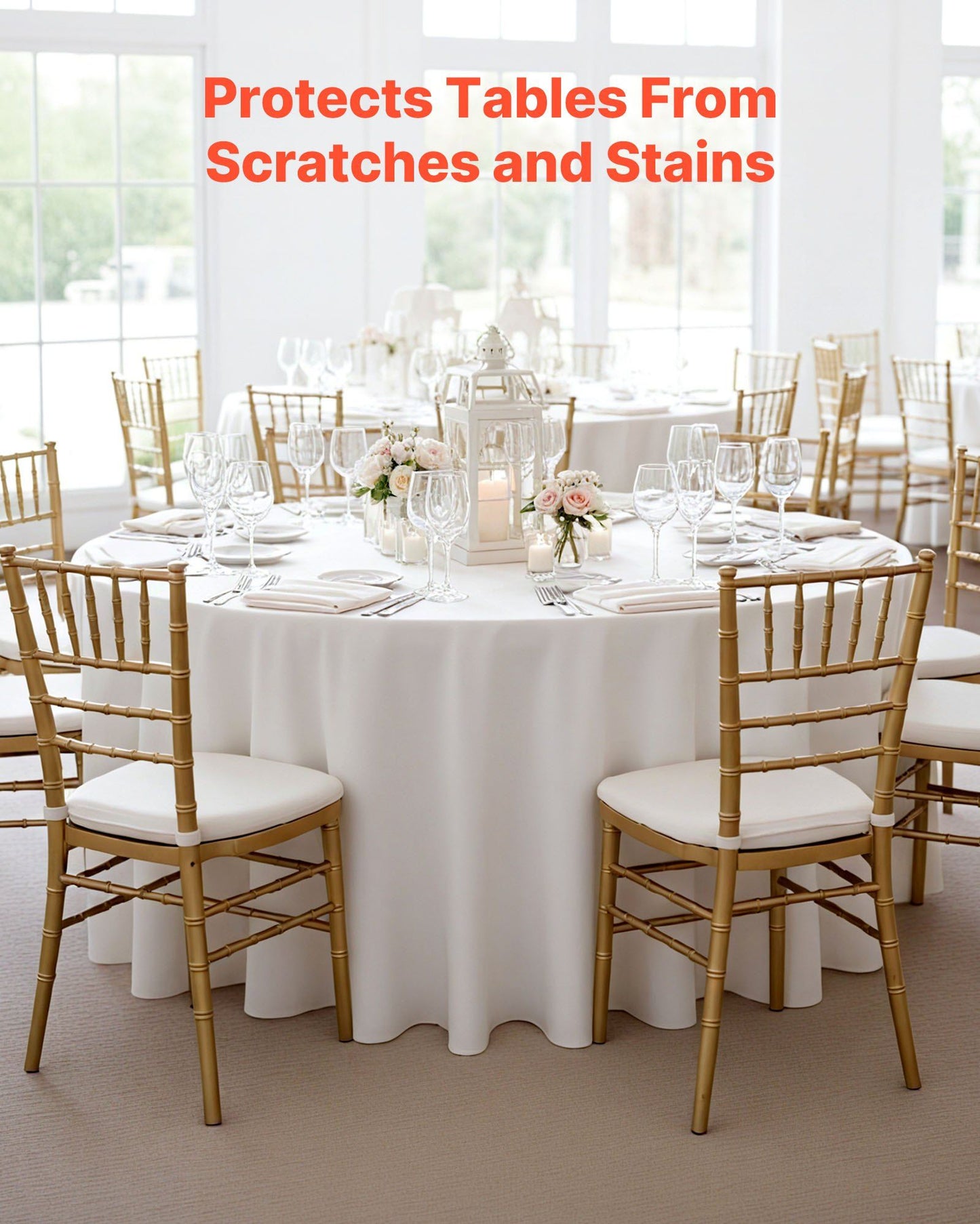 White Round Tablecloths 2 Pack, 120 Inches in Diameter, Stain- & Wrinkle- Resistant, Machine Washable Table V952-DLZB120YCBS2JJVKT001V0