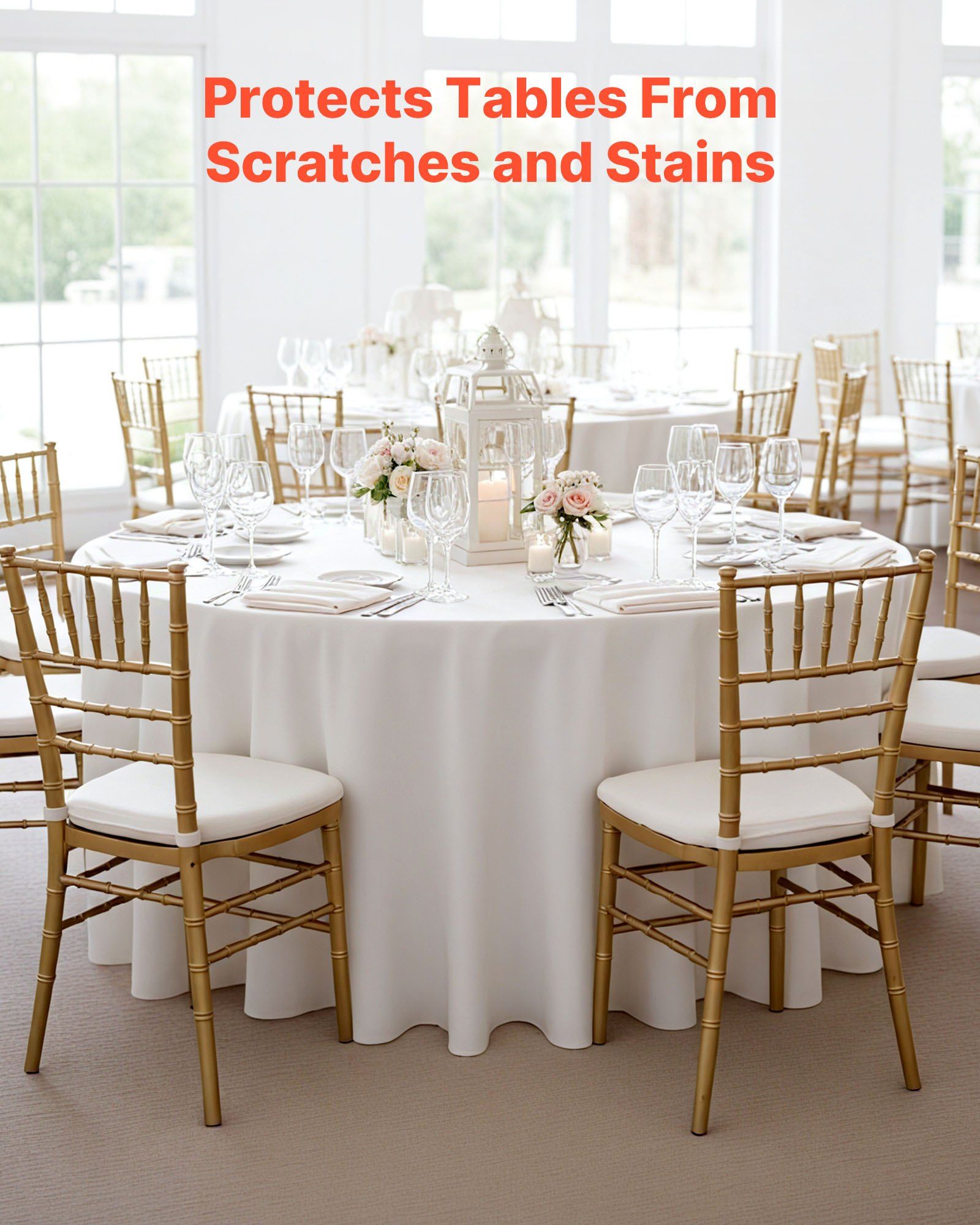 White Round Tablecloths 2 Pack, 120 Inches in Diameter, Stain- & Wrinkle- Resistant, Machine Washable Table V952-DLZB120YCBS2JJVKT001V0
