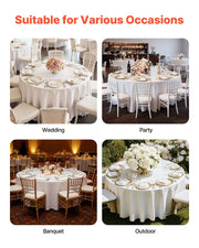 White Round Tablecloths 2 Pack, 120 Inches in Diameter, Stain- & Wrinkle- Resistant, Machine Washable Table V952-DLZB120YCBS2JJVKT001V0