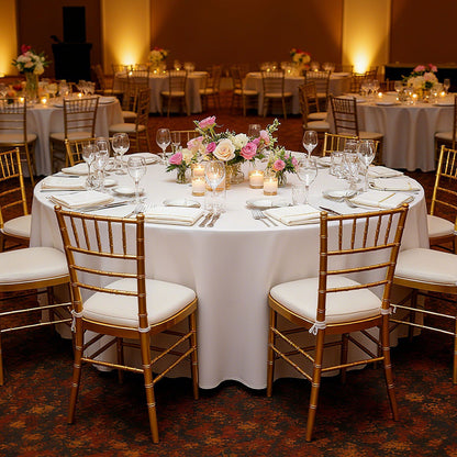 White Round Tablecloths 2 Pack, 120 Inches in Diameter, Stain- & Wrinkle- Resistant, Machine Washable Table V952-DLZB120YCBS2JJVKT001V0