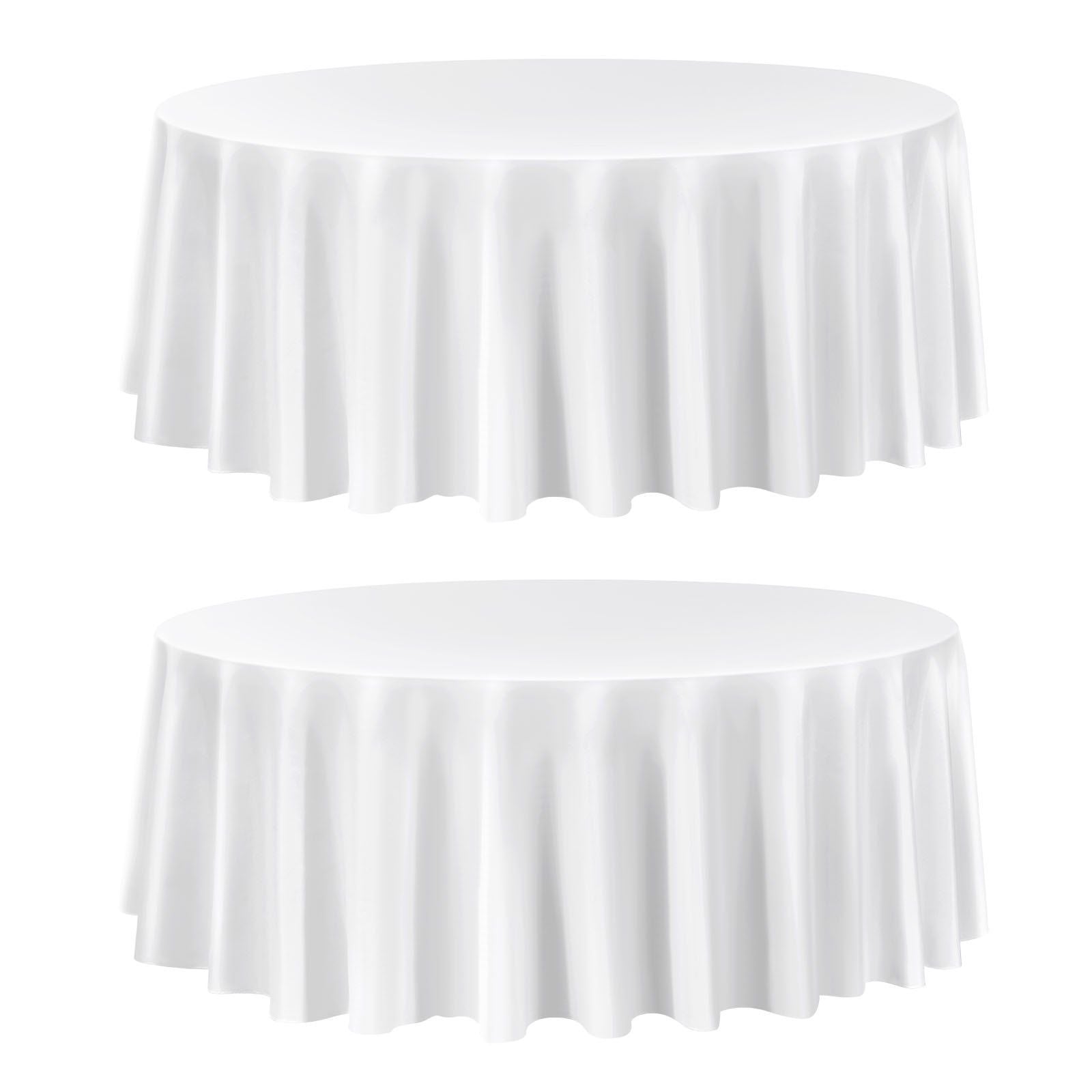 White Round Tablecloths 2 Pack, 120 Inches in Diameter, Stain- & Wrinkle- Resistant, Machine Washable Table V952-DLZB120YCBS2JJVKT001V0