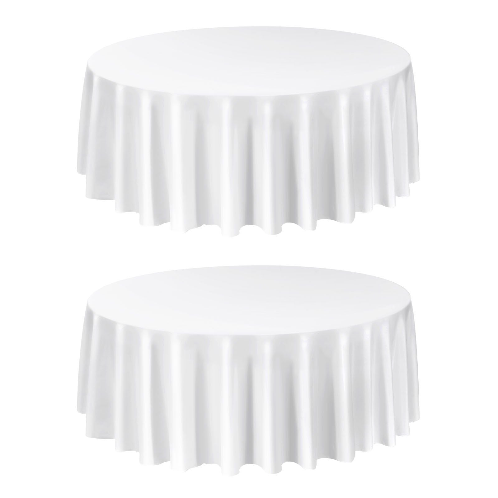 White Round Tablecloths 2 Pack, 120 Inches in Diameter, Stain- & Wrinkle- Resistant, Machine Washable Table V952-DLZB120YCBS2JJVKT001V0