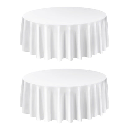White Round Tablecloths 2 Pack, 120 Inches in Diameter, Stain- & Wrinkle- Resistant, Machine Washable Table V952-DLZB120YCBS2JJVKT001V0