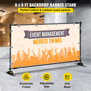 Telescopic Backdrop Banner Stand 8' x 8' Banner Stand Adjustable Step and Repeat Backdrop Banner Stand V952-DM-ABSZSJ00000001V0