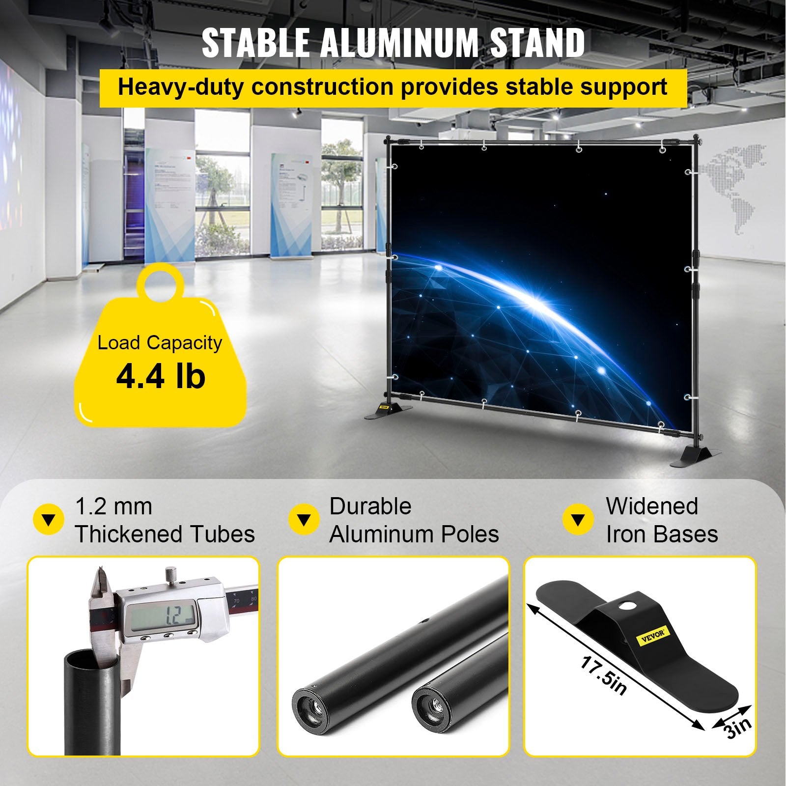 Telescopic Backdrop Banner Stand 8' x 8' Banner Stand Adjustable Step and Repeat Backdrop Banner Stand V952-DM-ABSZSJ00000001V0