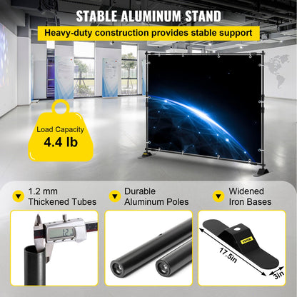 Telescopic Backdrop Banner Stand 8' x 8' Banner Stand Adjustable Step and Repeat Backdrop Banner Stand V952-DM-ABSZSJ00000001V0
