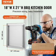 BBQ Access Door, 457x533 mm Single Outdoor Kitchen Door, Stainless Steel Flush Mount Door, Wall Vertical Door V952-DMABSCJM18X25F9BVV0