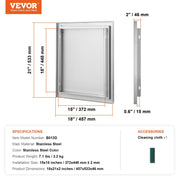 BBQ Access Door, 457x533 mm Single Outdoor Kitchen Door, Stainless Steel Flush Mount Door, Wall Vertical Door V952-DMABSCJM18X25F9BVV0