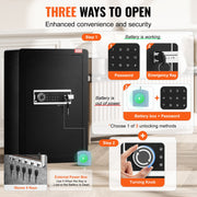 Single Door 3.5 cu.ft Safe Box with Key Lock & Password, Safe Lock Box with Fireproof Bag, Key Rack, LED V952-DMBXXLS3139CDLYSIV9