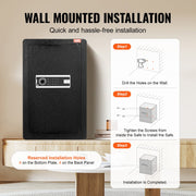 Single Door 3.5 cu.ft Safe Box with Key Lock & Password, Safe Lock Box with Fireproof Bag, Key Rack, LED V952-DMBXXLS3139CDLYSIV9