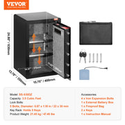 Single Door 3.5 cu.ft Safe Box with Key Lock & Password, Safe Lock Box with Fireproof Bag, Key Rack, LED V952-DMBXXLS3139CDLYSIV9