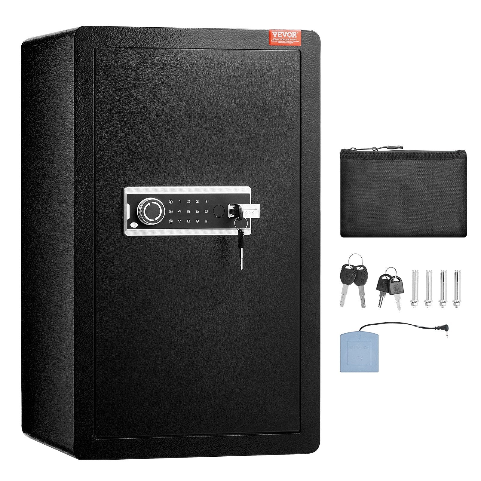 Single Door 4.0 cu.ft Safe Box with Key Lock & Password, Safe Lock Box with Fireproof Bag, Key Rack, LED V952-DMBXXLS452CUYI3X5V9