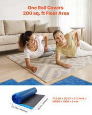 Floor Underlayment 37.2 m2, 3mm Laminate Flooring Padding with Attached Vapor Barrier, Heavy Duty Fiber+PE V952-DMCDLM30MMHSWPGEH001V0