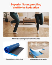 Floor Underlayment 37.2 m2, 3mm Laminate Flooring Padding with Attached Vapor Barrier, Heavy Duty Fiber+PE V952-DMCDLM30MMHSWPGEH001V0