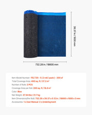 Floor Underlayment 37.2 m2, 3mm Laminate Flooring Padding with Attached Vapor Barrier, Heavy Duty Fiber+PE V952-DMCDLM30MMHSWPGEH001V0