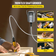 Flex Shaft Grinder Rotary Tool 780W 6.5mm Chuck w/ Foot Pedal 45 Accessory V952-DMJAC780W-QKL767VV3