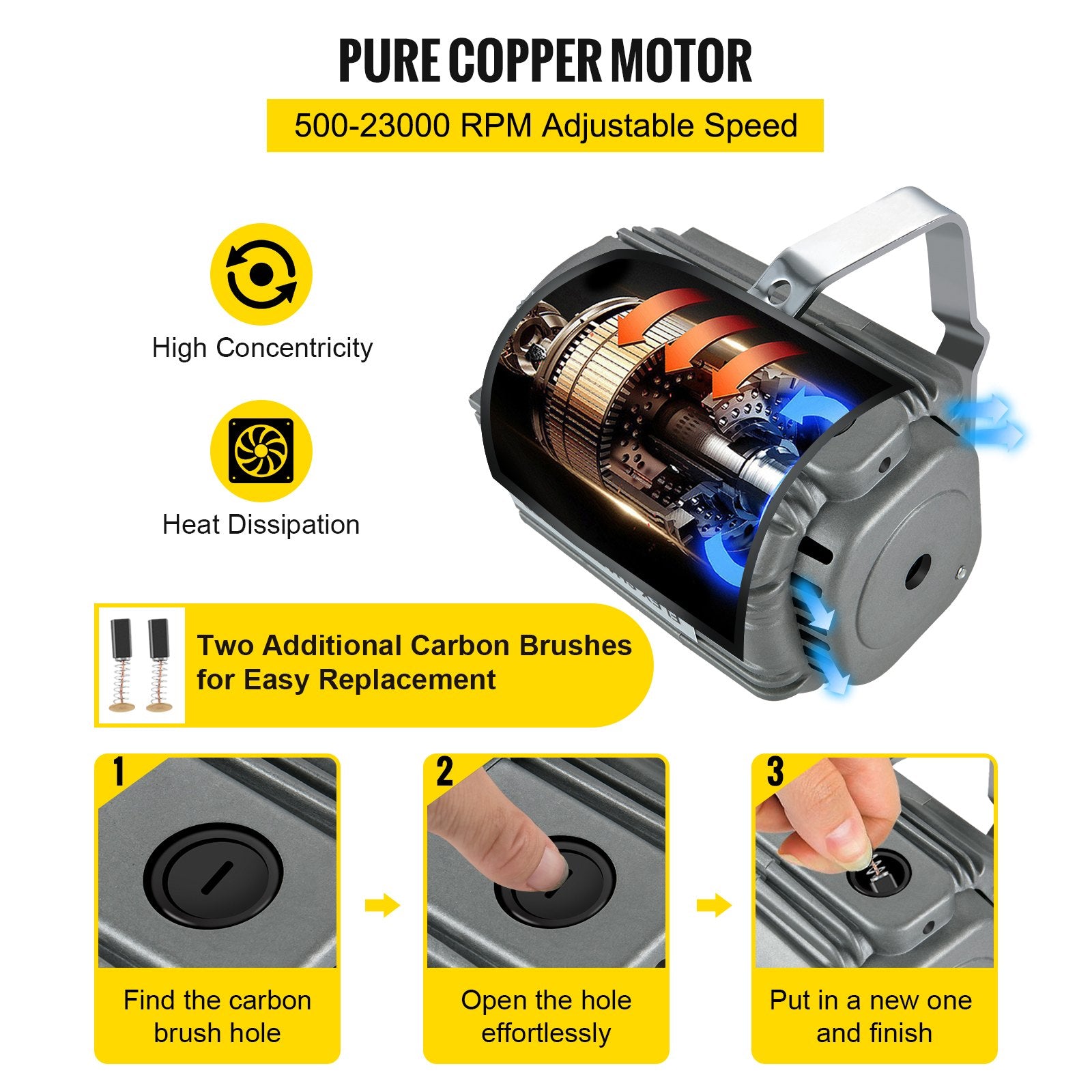 Flex Shaft Grinder Rotary Tool 780W 6.5mm Chuck w/ Foot Pedal 45 Accessory V952-DMJAC780W-QKL767VV3