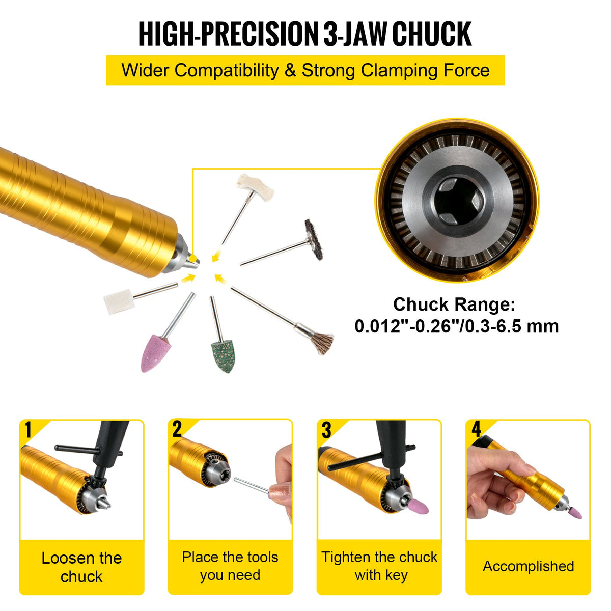 Flex Shaft Grinder Rotary Tool 780W 6.5mm Chuck w/ Foot Pedal 45 Accessory V952-DMJAC780W-QKL767VV3
