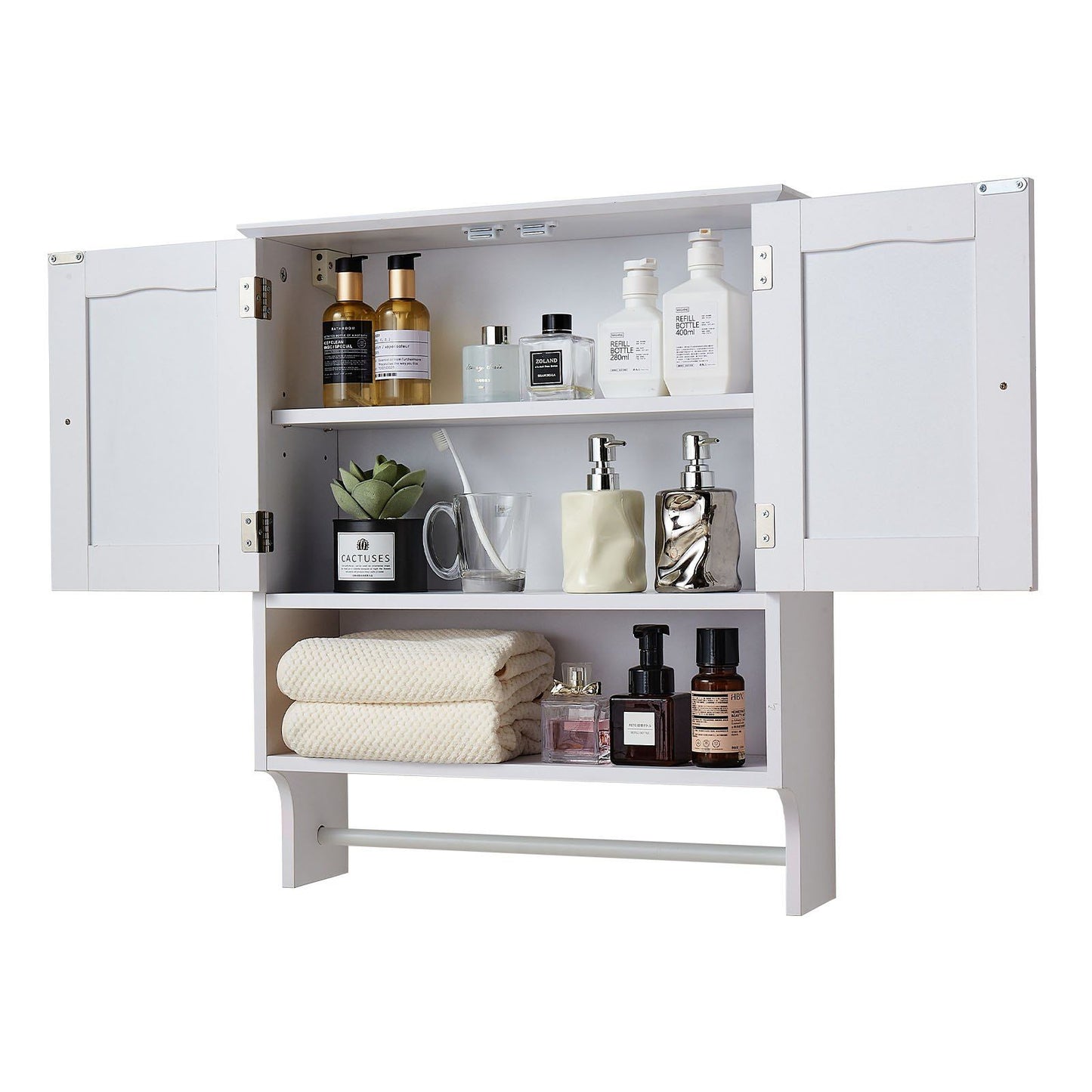 Bathroom Wall Cabinet, 2 Doors and Adjustable Shelf, Over the Toilet Storage Medicine Cabinet Wall Mounted, V952-DMJG2JYJGBSPJ9VYN001V0
