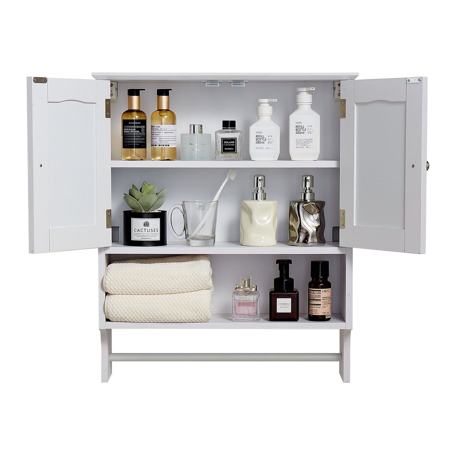 Bathroom Wall Cabinet, 2 Doors and Adjustable Shelf, Over the Toilet Storage Medicine Cabinet Wall Mounted, V952-DMJG2JYJGBSPJ9VYN001V0