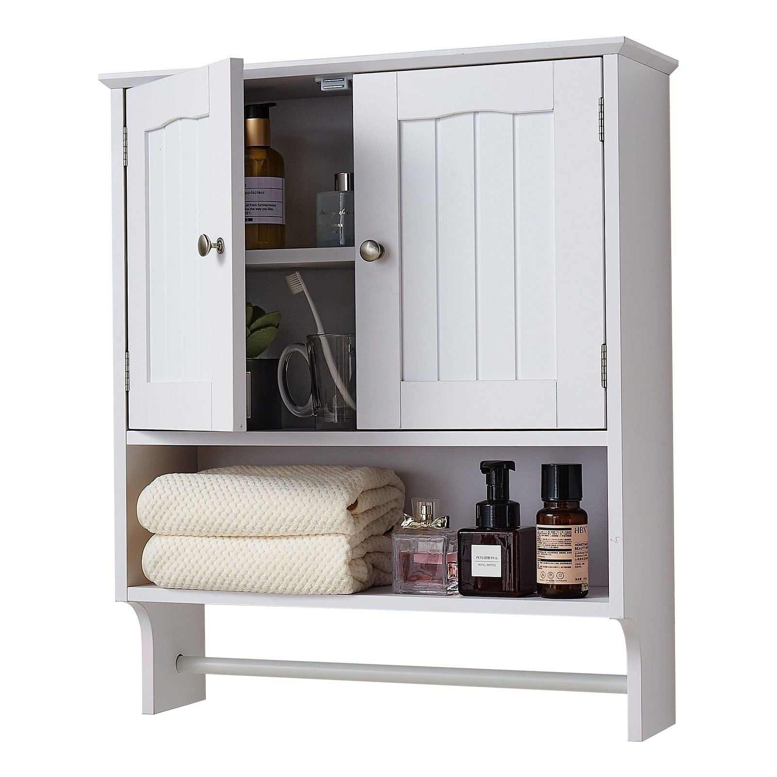 Bathroom Wall Cabinet, 2 Doors and Adjustable Shelf, Over the Toilet Storage Medicine Cabinet Wall Mounted, V952-DMJG2JYJGBSPJ9VYN001V0