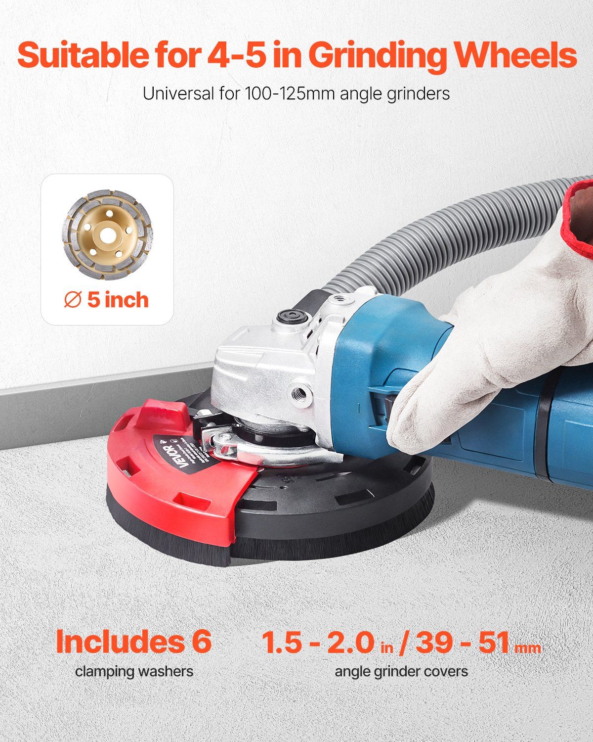 Grinding Dust Shroud for Angle Grinder, Universal 100-125mm, Surface Grinder Dust Shroud with 6 Clamping V952-DMKFCZDMKBTM2BN0S001V0