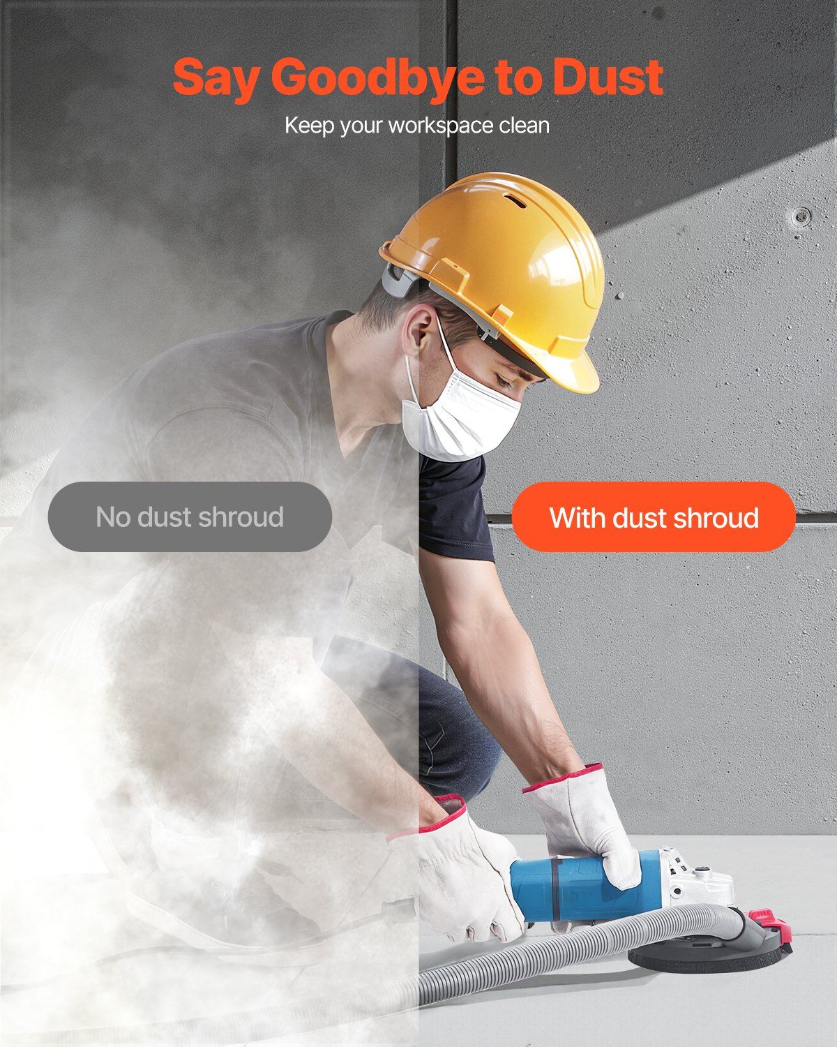 Grinding Dust Shroud for Angle Grinder, Universal 100-125mm, Surface Grinder Dust Shroud with 6 Clamping V952-DMKFCZDMKBTM2BN0S001V0