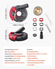 Grinding Dust Shroud for Angle Grinder, Universal 100-125mm, Surface Grinder Dust Shroud with 6 Clamping V952-DMKFCZDMKBTM2BN0S001V0