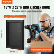 BBQ Access Door, 415x570 mm Single Outdoor Kitchen Door, Cold Plate Flush Mount Door, Wall Vertical Door with V952-DMMBSCJM16X2HCHIDV0