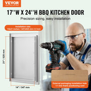 BBQ Access Door, 432x610 mm Single Outdoor Kitchen Door, Stainless Steel Flush Mount Door, Wall Vertical Door V952-DMMBSCJMYS174RNRPV0