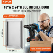 BBQ Access Door, 457x610 mm Single Outdoor Kitchen Door, Stainless Steel Flush Mount Door, Wall Vertical Door V952-DMMBSCJMYS18HT3RAV0