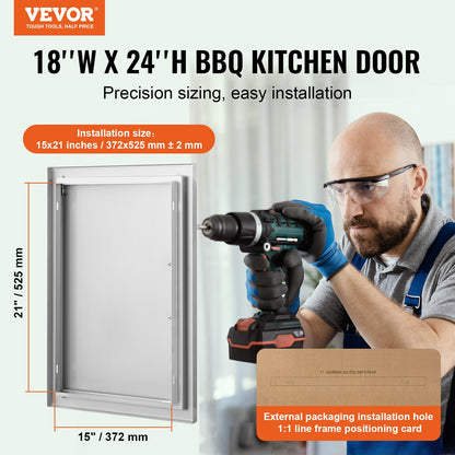 BBQ Access Door, 457x610 mm Single Outdoor Kitchen Door, Stainless Steel Flush Mount Door, Wall Vertical Door V952-DMMBSCJMYS18HT3RAV0