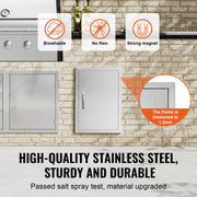 BBQ Access Door, 457x610 mm Single Outdoor Kitchen Door, Stainless Steel Flush Mount Door, Wall Vertical Door V952-DMMBSCJMYS18HT3RAV0