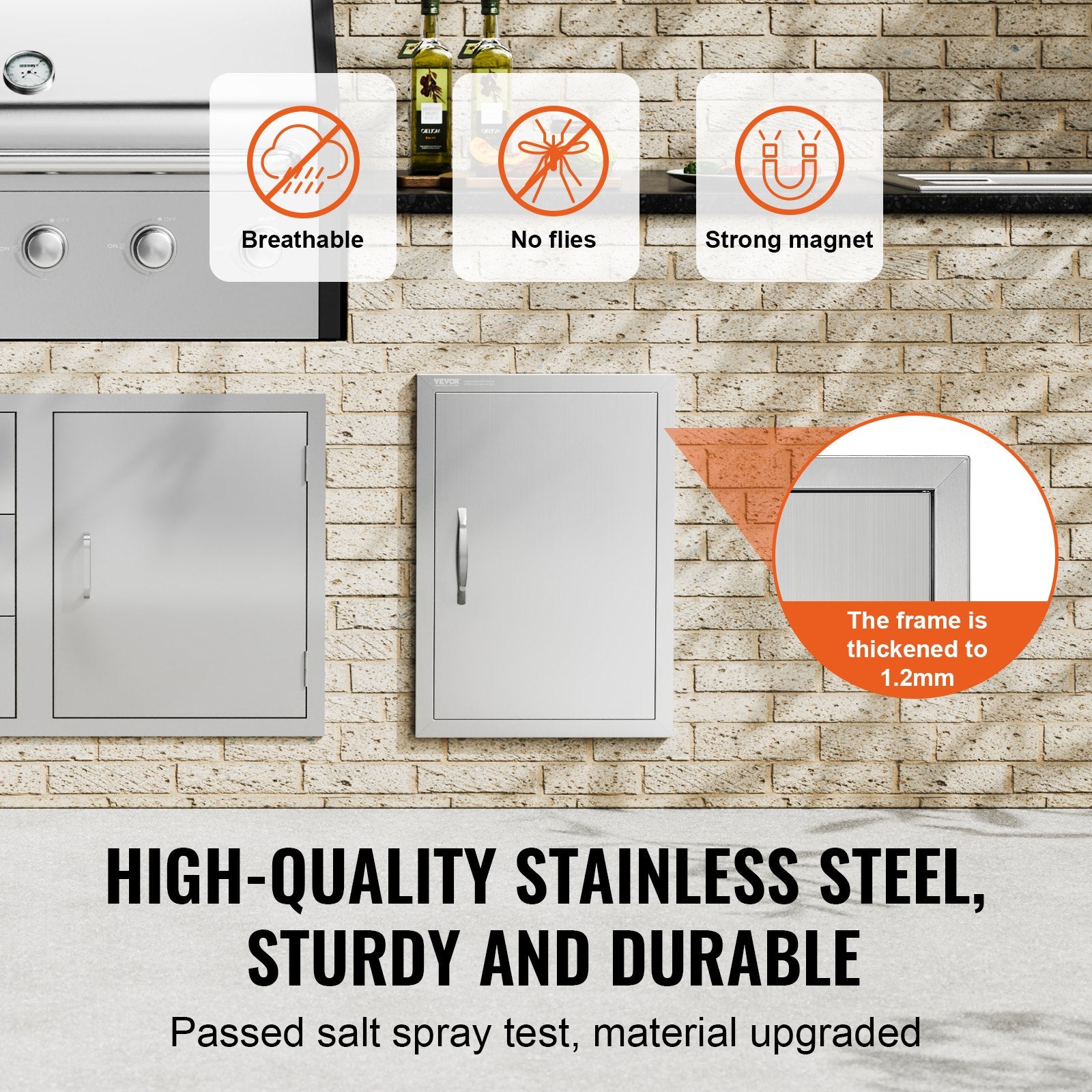 BBQ Access Door, 457x610 mm Single Outdoor Kitchen Door, Stainless Steel Flush Mount Door, Wall Vertical Door V952-DMMBSCJMYS18HT3RAV0