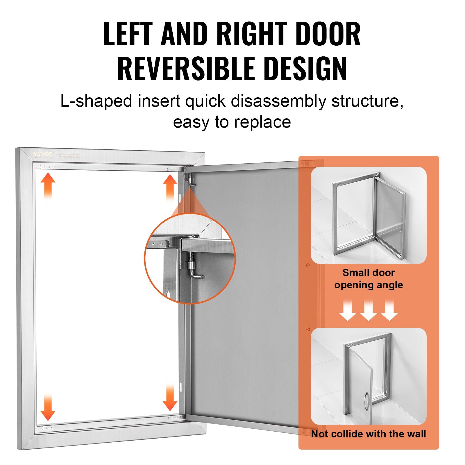 BBQ Access Door, 457x610 mm Single Outdoor Kitchen Door, Stainless Steel Flush Mount Door, Wall Vertical Door V952-DMMBSCJMYS18HT3RAV0