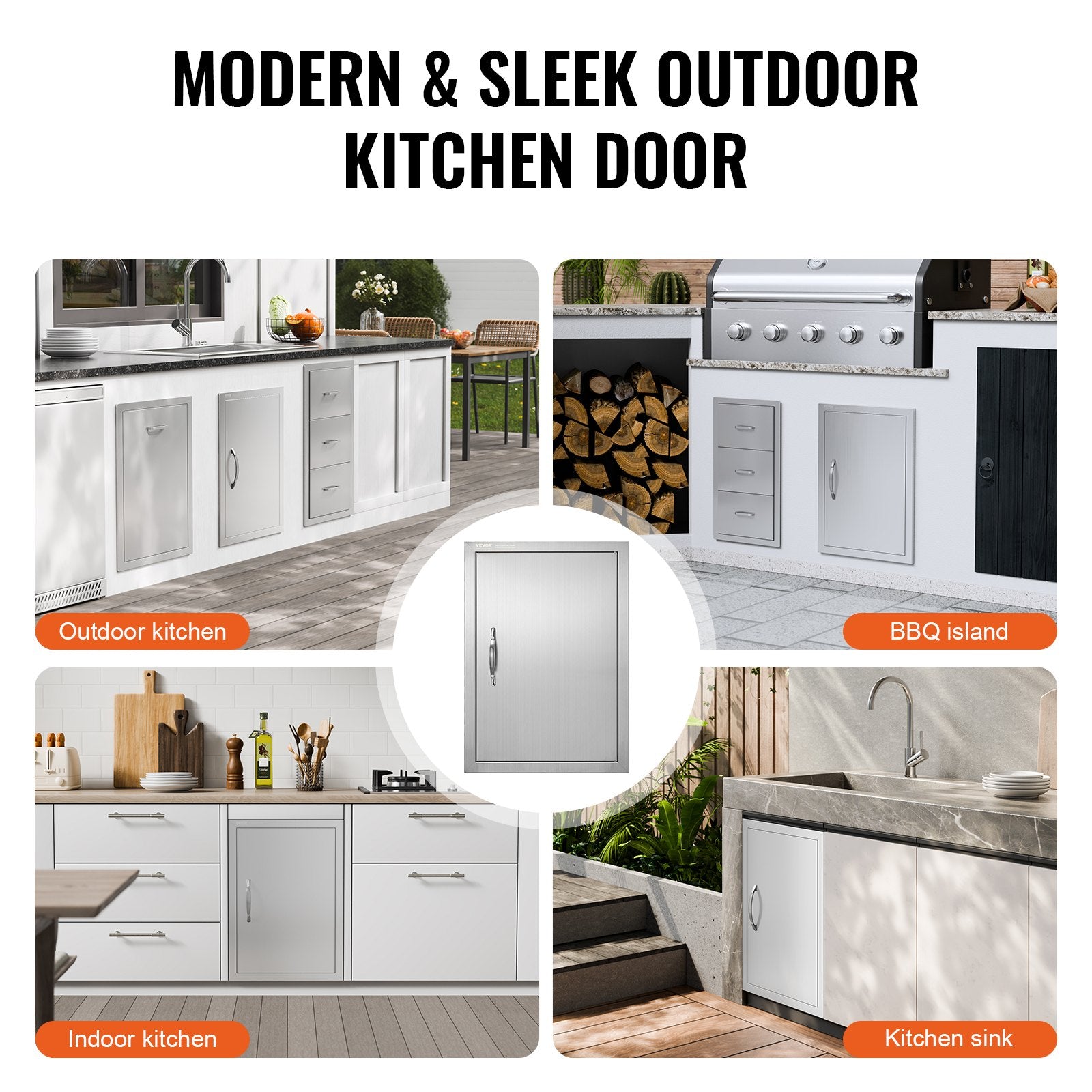 BBQ Access Door, 457x610 mm Single Outdoor Kitchen Door, Stainless Steel Flush Mount Door, Wall Vertical Door V952-DMMBSCJMYS18HT3RAV0