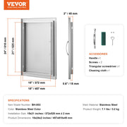 BBQ Access Door, 457x610 mm Single Outdoor Kitchen Door, Stainless Steel Flush Mount Door, Wall Vertical Door V952-DMMBSCJMYS18HT3RAV0