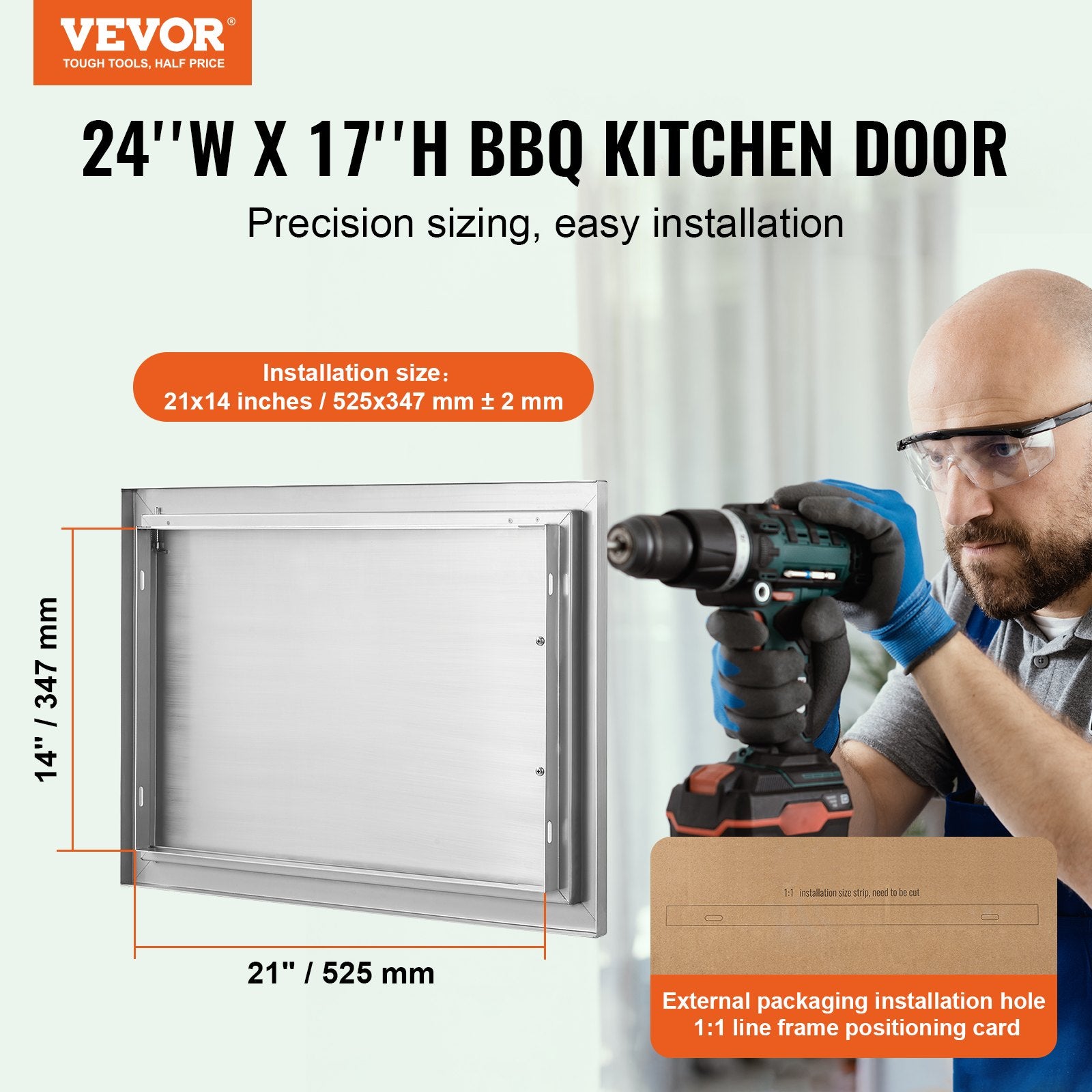 BBQ Access Door, 610x432 mm Single Outdoor Kitchen Door, Stainless Steel Flush Mount Door, Wall Vertical Door V952-DMMBSCJMYS24LQ87IV0