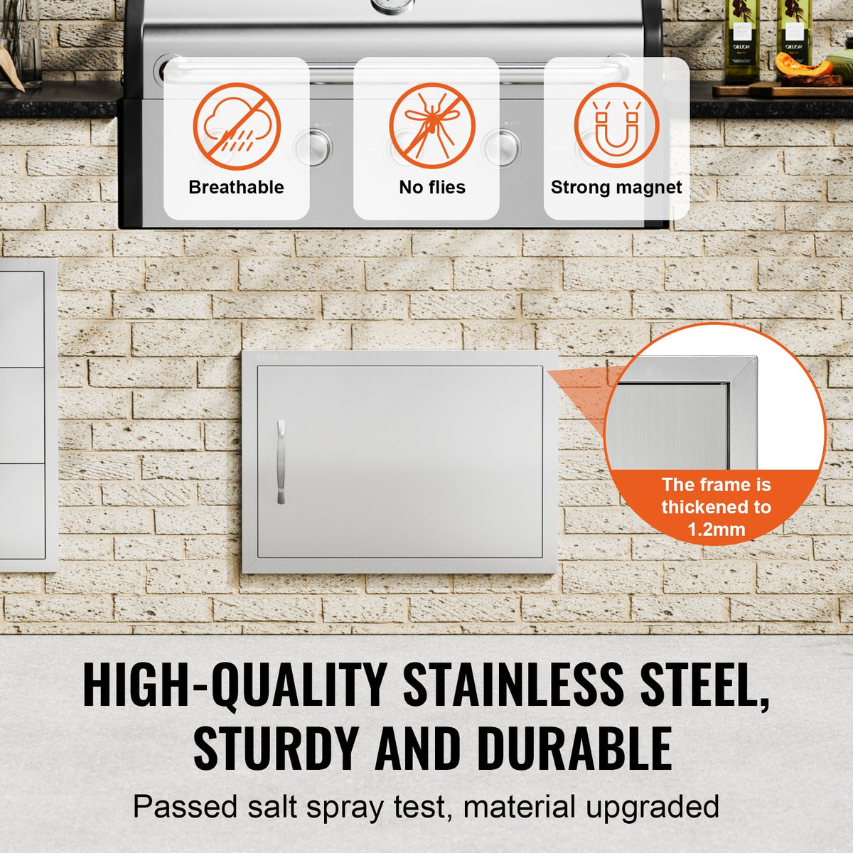 BBQ Access Door, 610x432 mm Single Outdoor Kitchen Door, Stainless Steel Flush Mount Door, Wall Vertical Door V952-DMMBSCJMYS24LQ87IV0