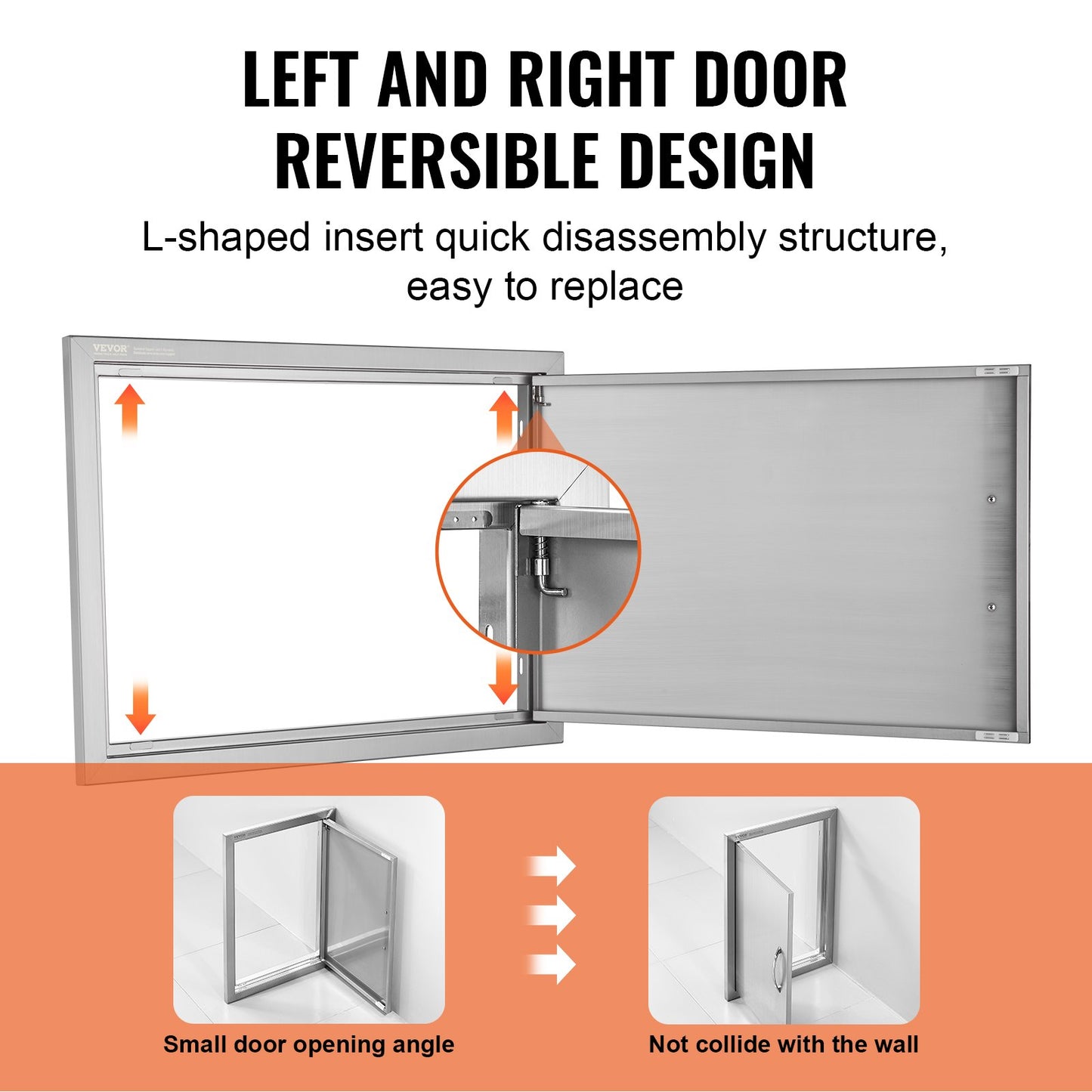 BBQ Access Door, 610x432 mm Single Outdoor Kitchen Door, Stainless Steel Flush Mount Door, Wall Vertical Door V952-DMMBSCJMYS24LQ87IV0