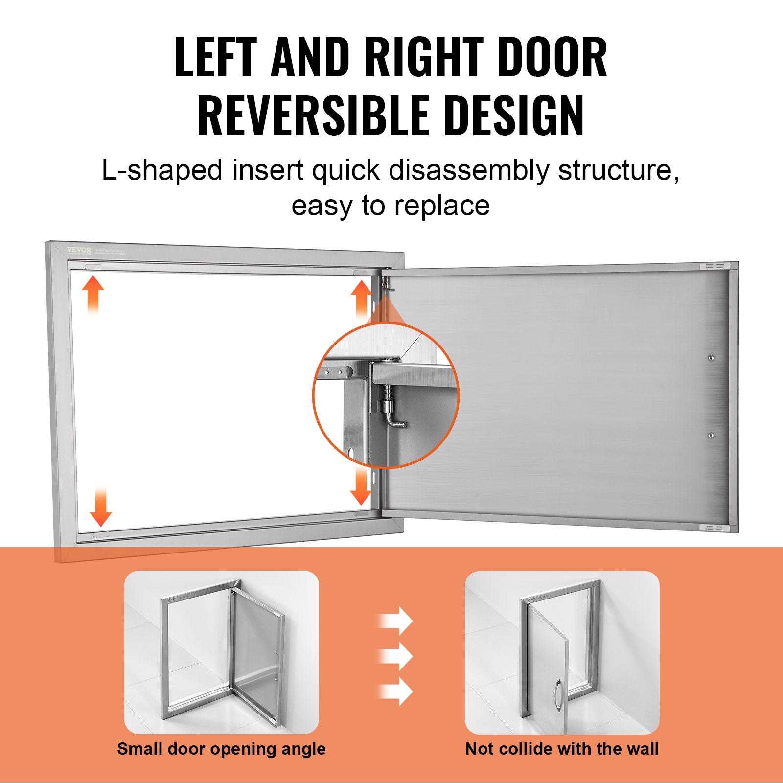 BBQ Access Door, 610x432 mm Single Outdoor Kitchen Door, Stainless Steel Flush Mount Door, Wall Vertical Door V952-DMMBSCJMYS24LQ87IV0
