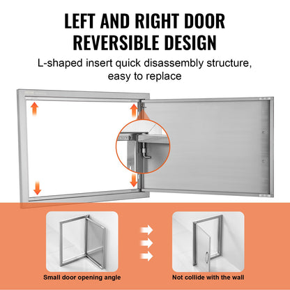 BBQ Access Door, 610x432 mm Single Outdoor Kitchen Door, Stainless Steel Flush Mount Door, Wall Vertical Door V952-DMMBSCJMYS24LQ87IV0