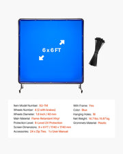Welding Screen with Frame, 1.74 x 1.74 m Welding Curtain Screen, Flame-Resistant Vinyl Protection Screens V952-DMPF1JZ66FTYYDKKS001V0