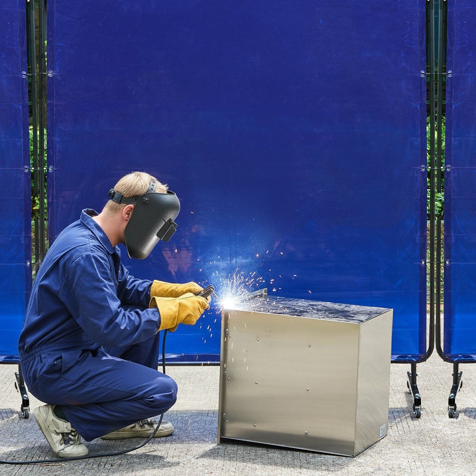 Welding Screen with Frame, 1.74 x 1.74 m Welding Curtain Screen, Flame-Resistant Vinyl Protection Screens V952-DMPF1JZ66FTYYDKKS001V0